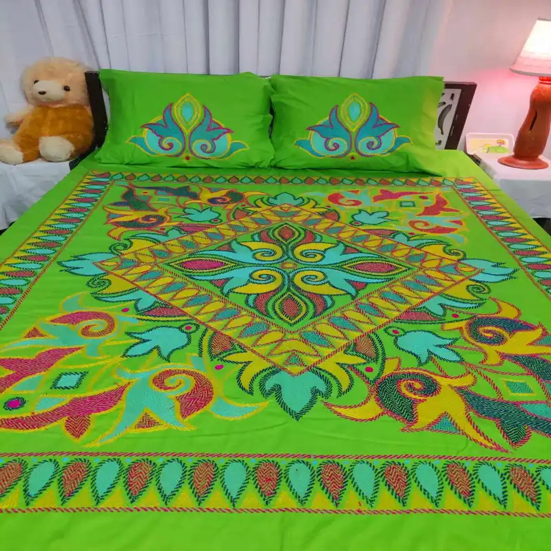 Traditional hand stitch nakshi bedcover.
