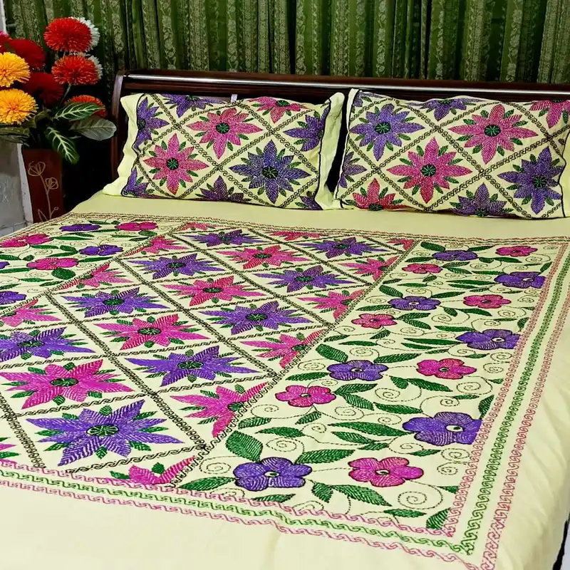 Traditional hand stitch nakshi bedcover.