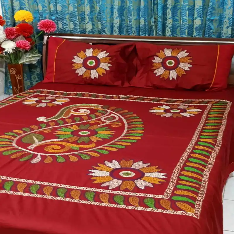 Traditional Hand Stitch Nakshi Bedcover.