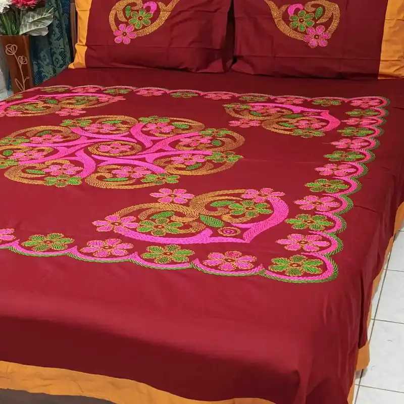 Traditional hand stitch nakshi bedcover.