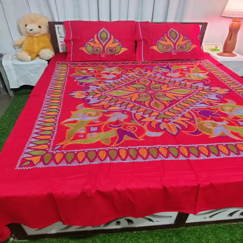 Traditional hand stitch nakshi bedcover.