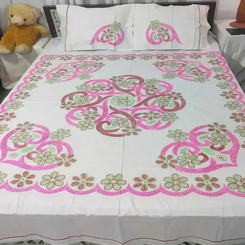 Traditional Hand Stitch Nakshi Bedcover.