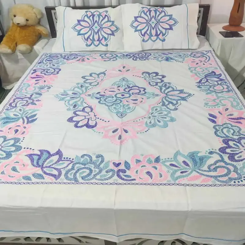 Traditional Hand Stitch Nakshi Bedcover.