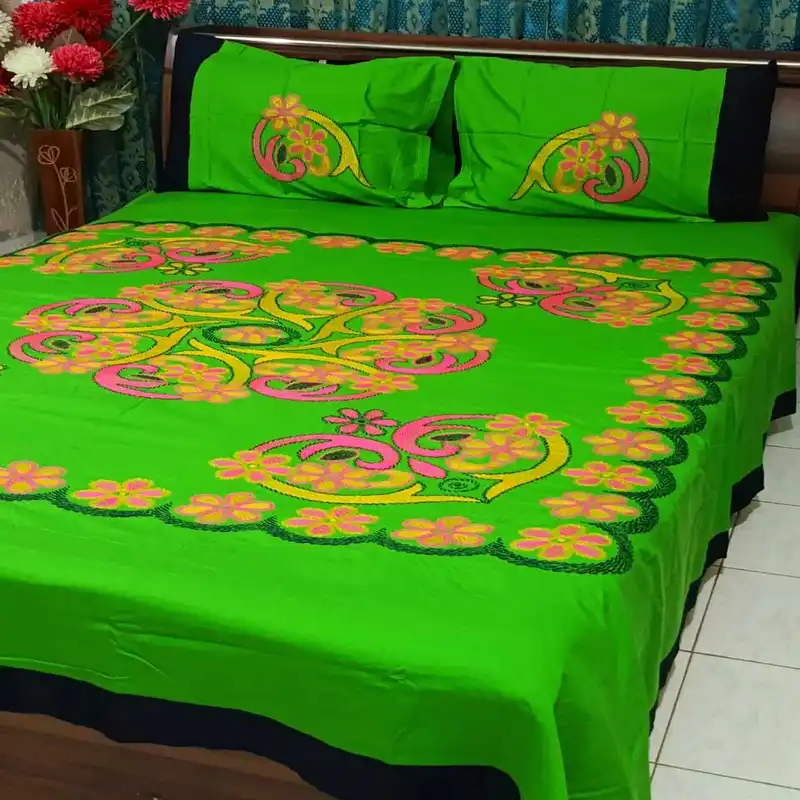 Traditional hand-stitched Nakshi Bedcover