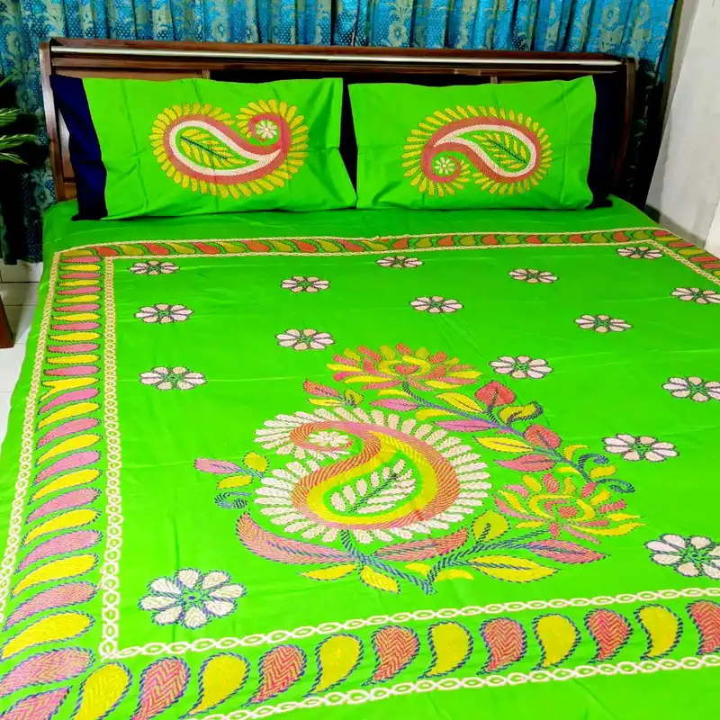 Traditional Hand Stitch Nakshi Bedcover.