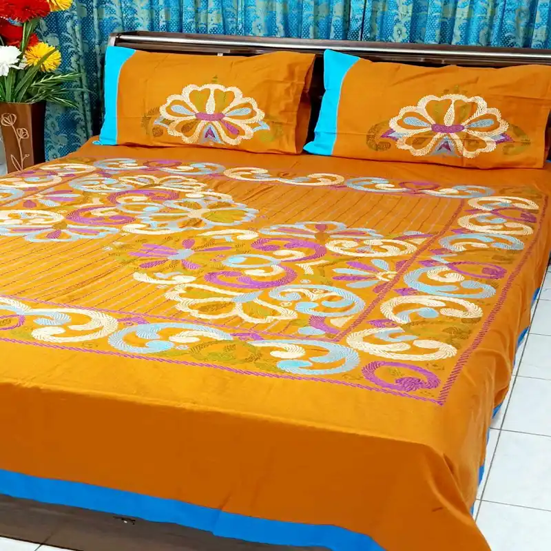 Traditional Handstitch Nakshi Bedcover.