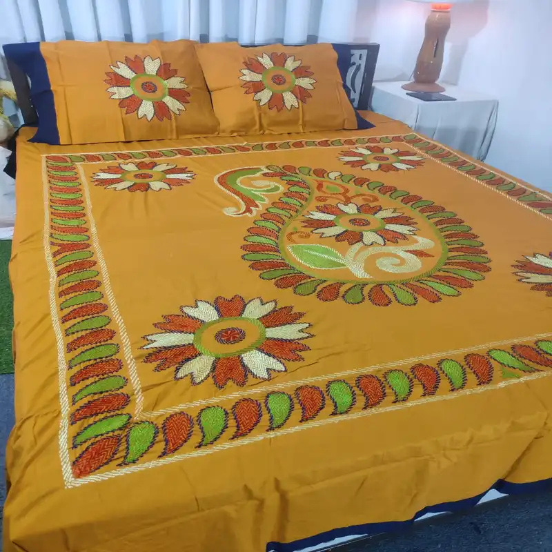 Traditional Hand Stitch Nakshi Bedcover.