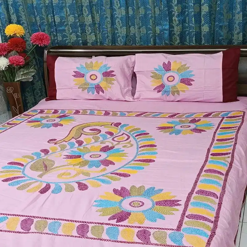 Traditional Hand Stitch Nakshi Bedcover.