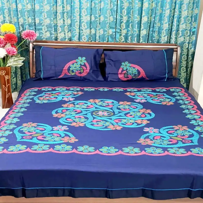 Traditional Hand Stitch Nakshi Bedcover.