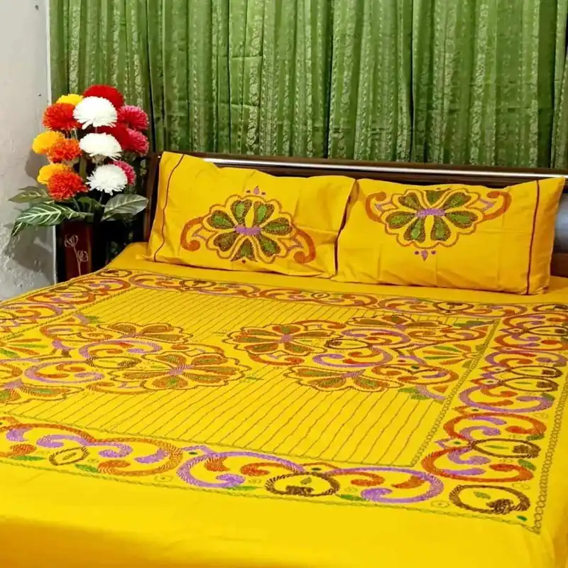 Traditional Hand Stitch Nakshi Bedcover.