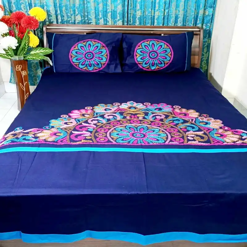 Traditional Hand Stitch Nakshi Bedcover.