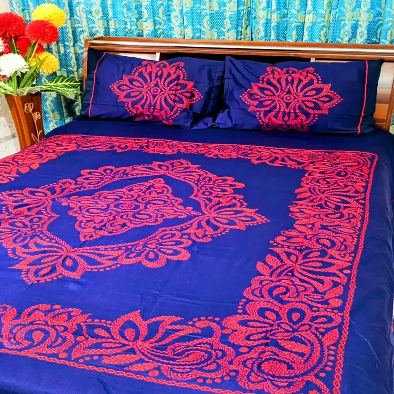 Traditional Hand Stitch Nakshi Bedcover.