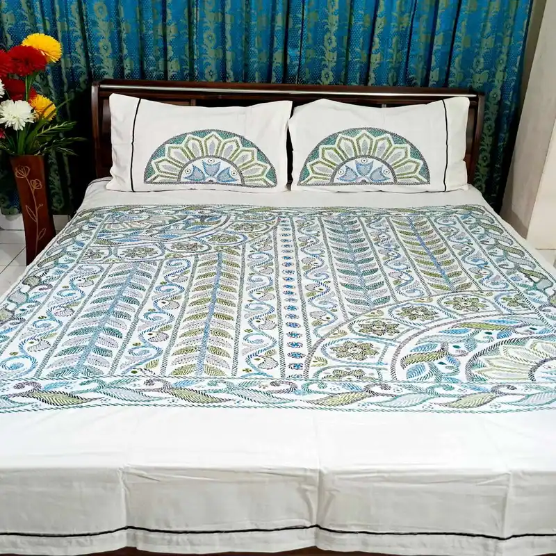 Traditional Hand Stitch Nakshi Bedcover.