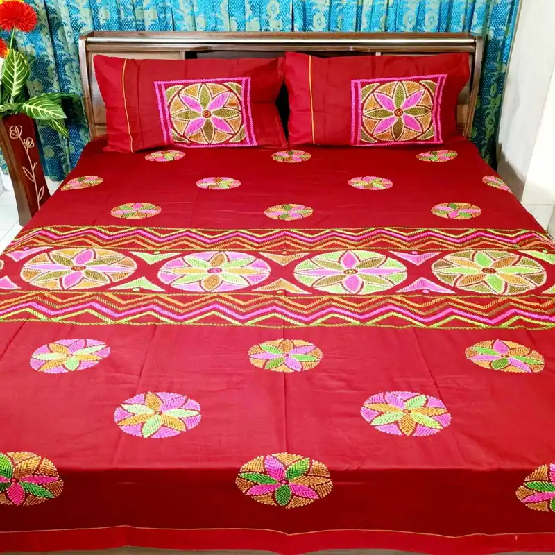 Traditional Hand Stitch Nakshi Bedcover.