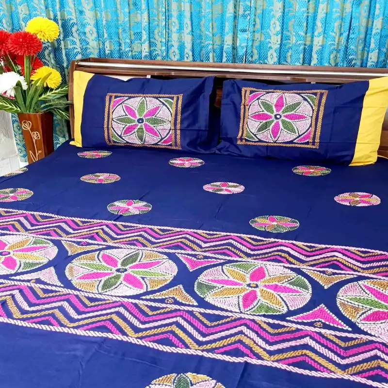 Traditional Hand Stitch Nakshi Bedcover.