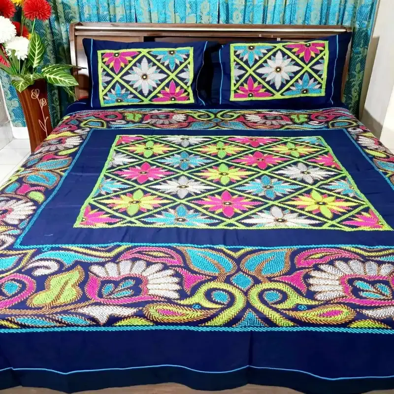 Traditional Hand Stitch Nakshi Bedcover.