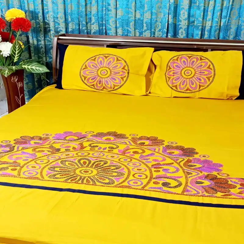 Traditional Hand Stitch Nakshi Bedcover.