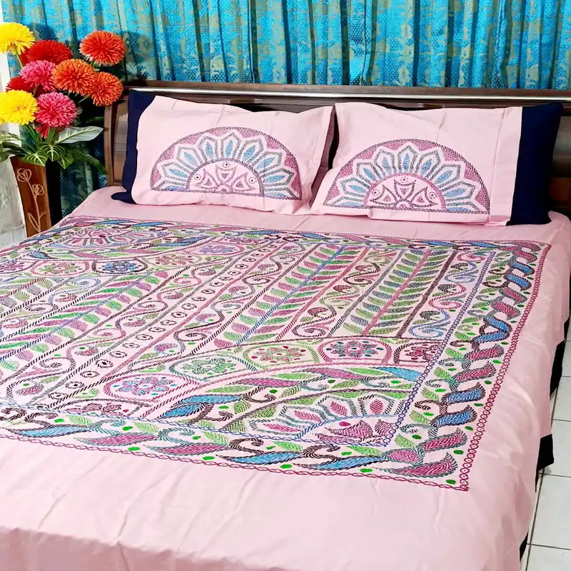 Traditional Hand Stitch Nakshi Bedcover.