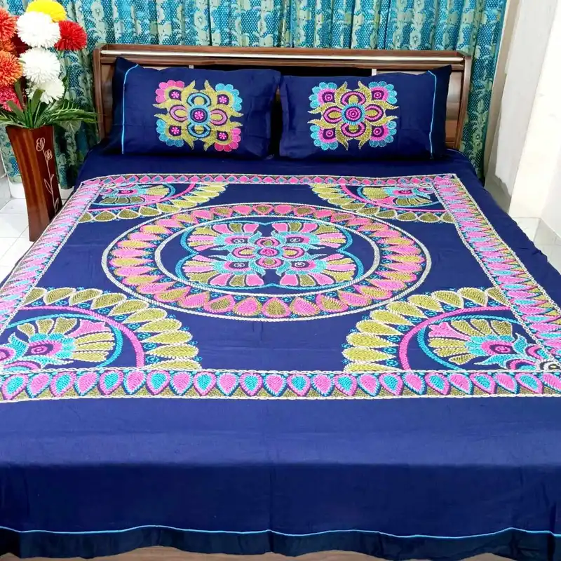 Traditional Hand Stitch Nakshi Bedcover.