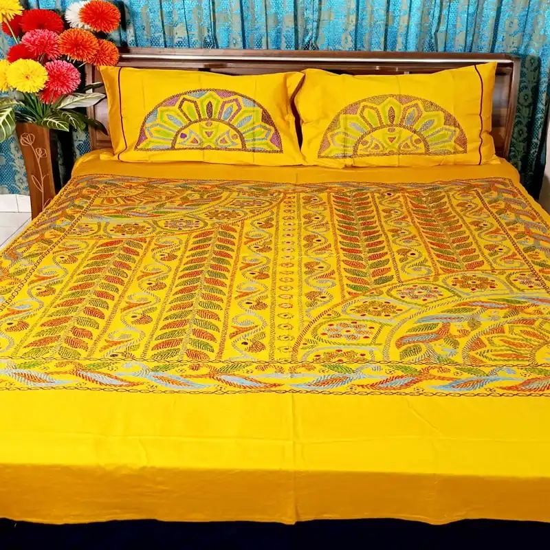 Traditional Hand Stitch Nakshi Bedcover.