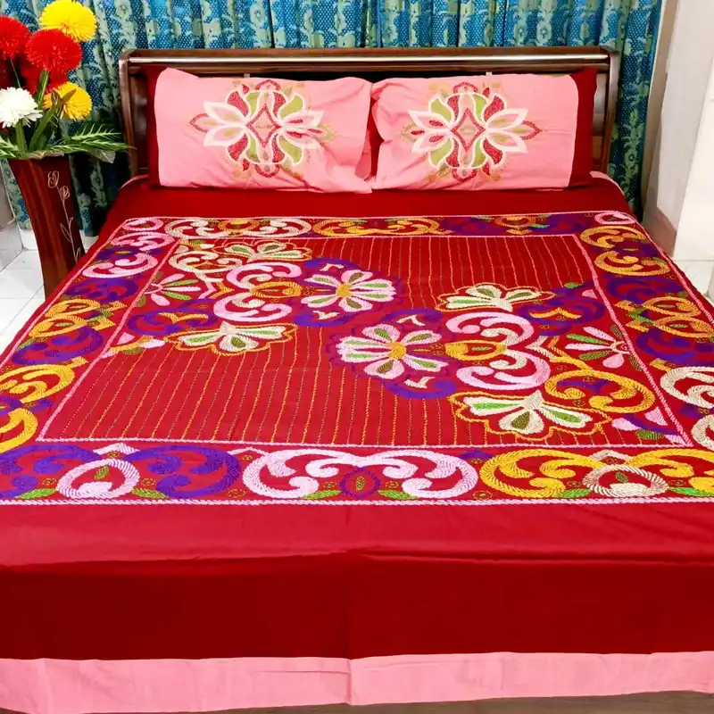 Traditional Hand Stitch Nakshi Bedcover.
