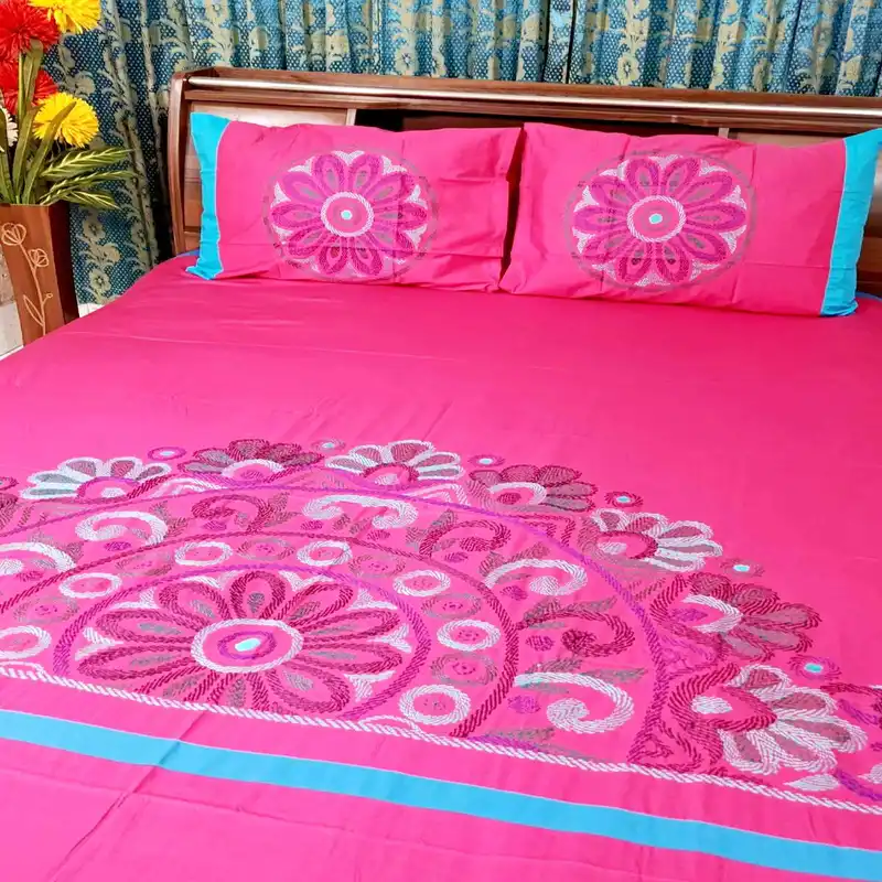 Traditional Hand Stitch Nakshi Bedcover.