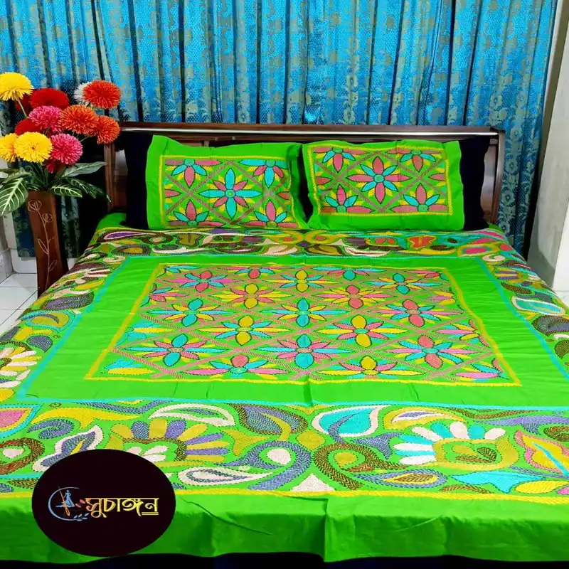 Traditional Hand Stitch Nakshi Bedcover.