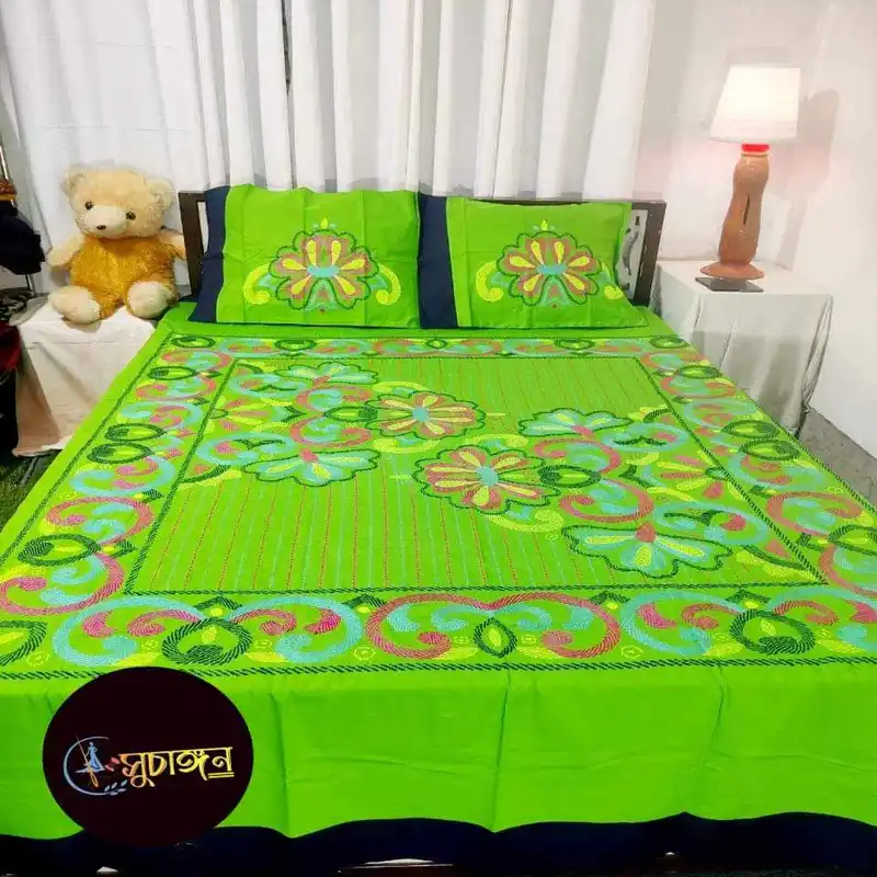 Traditional Hand Stitch Nakshi Bedcover.