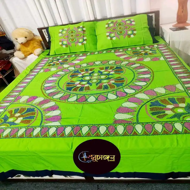 Traditional Hand stitch Nakshi Bedcover.