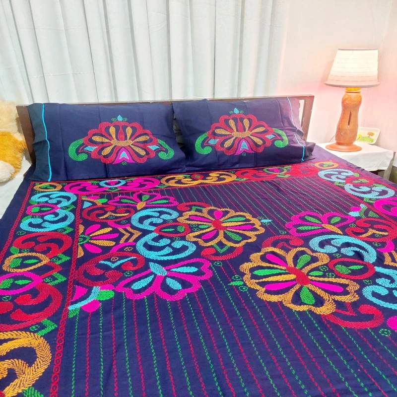 Traditional Hand Stitch Nakshi Bedcover.